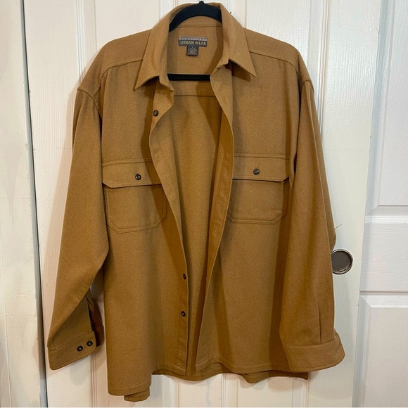 Structure Other - Vintage Structure Urban Wear Fall Mens Wool Blend Long Sleeve Shirt Tan L 90s